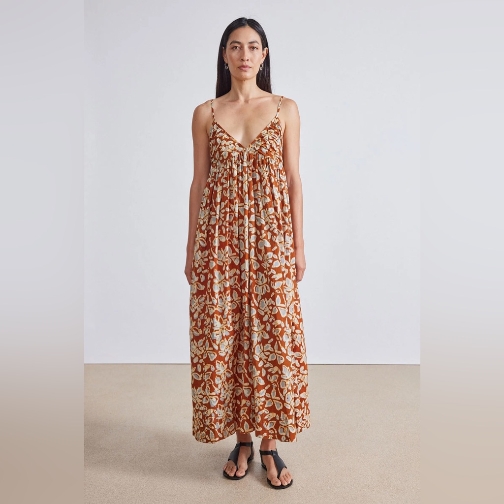 Apiece Apart Floral Tan Maxi Dress